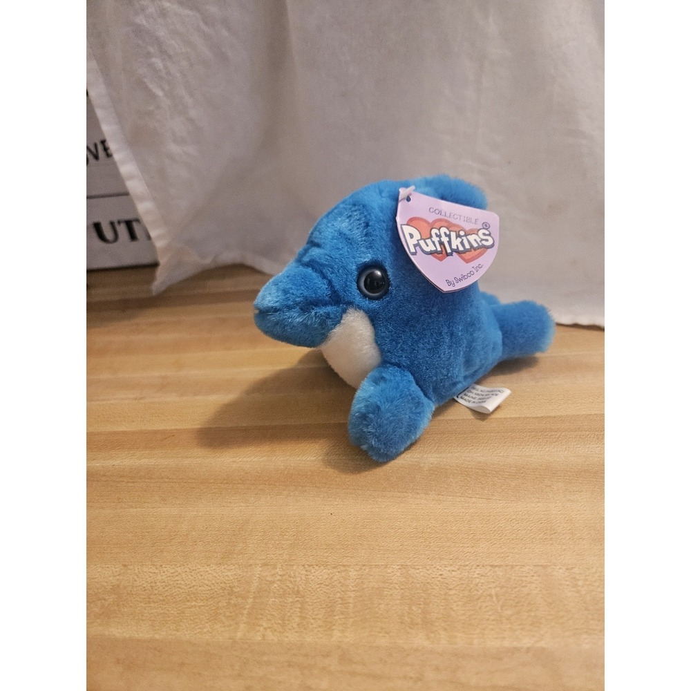 *Very Rare* Vintage Puffkins Dolphin Splash Plush Toy